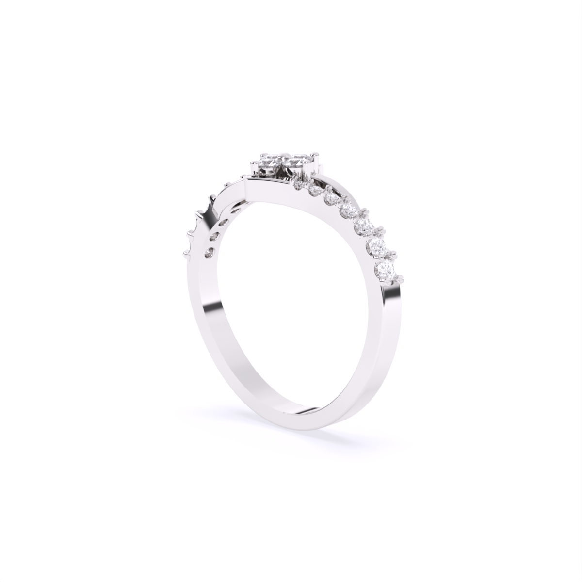 Flower Style Bypass Lab  Diamond Engagement Ring