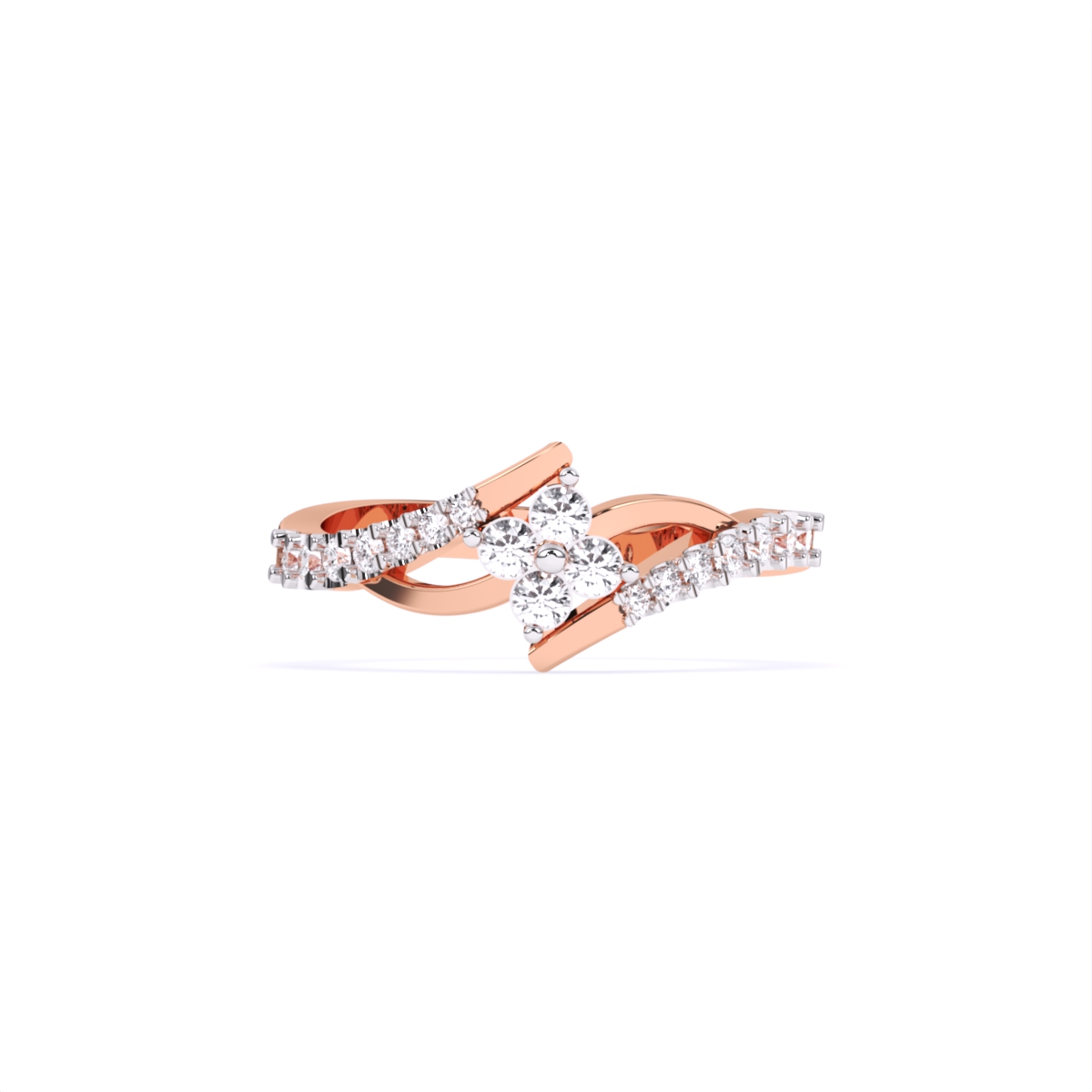 Flower Style Bypass Lab  Diamond Engagement Ring