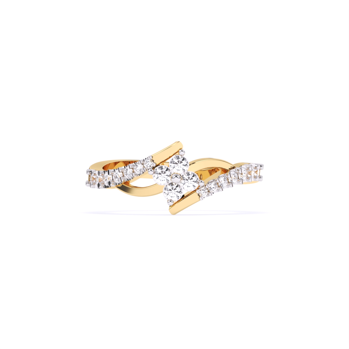 Flower Style Bypass Lab  Diamond Engagement Ring