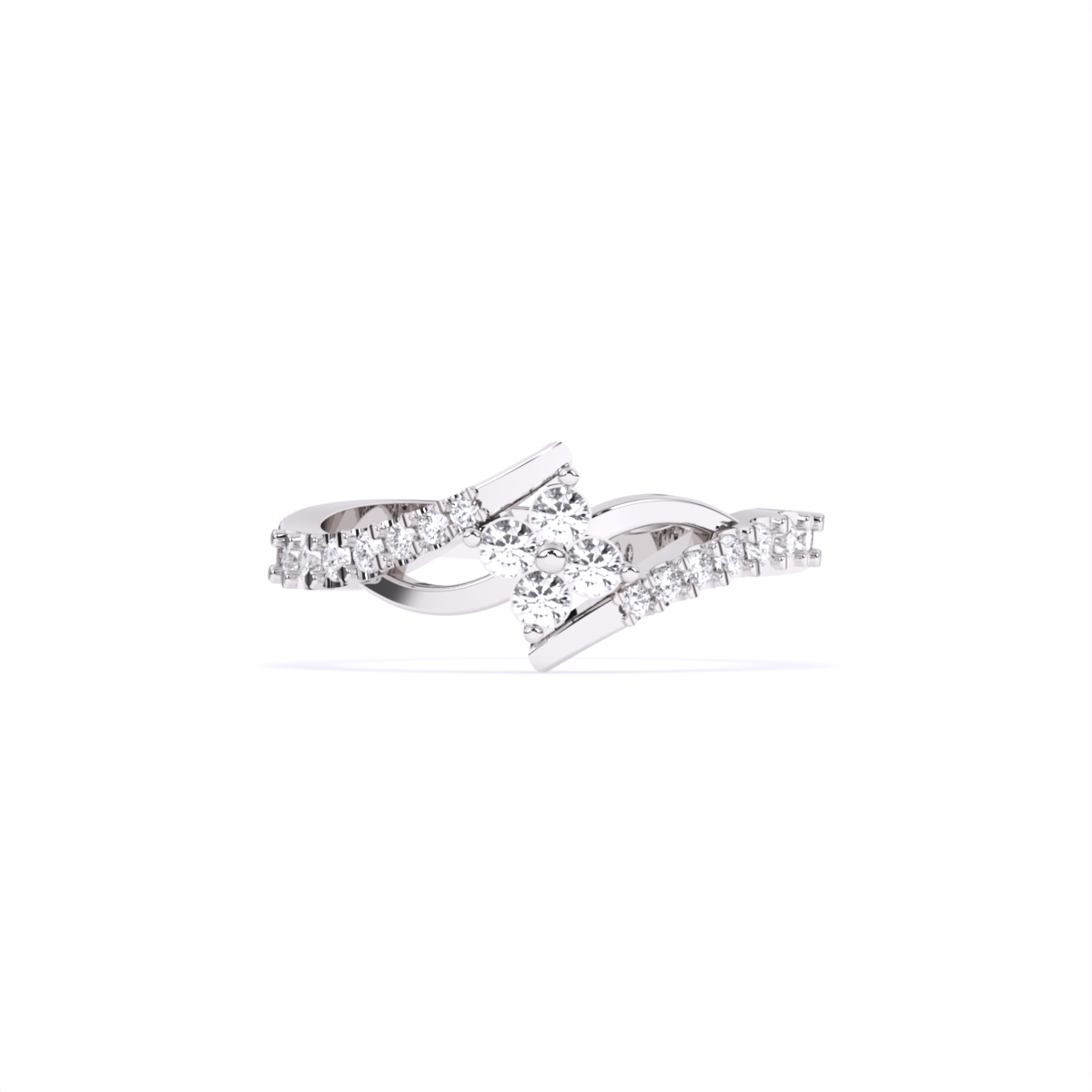 Flower Style Bypass Lab  Diamond Engagement Ring