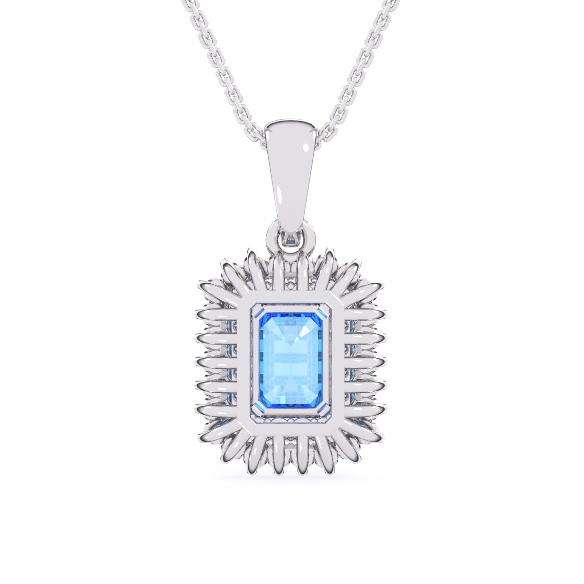 Attractive Blue Emerald Double Halo Charm Pendant
