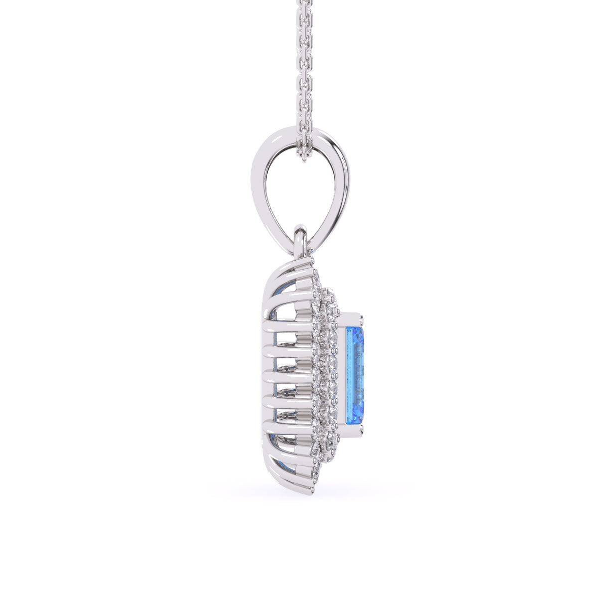 Attractive Blue Emerald Double Halo Charm Pendant