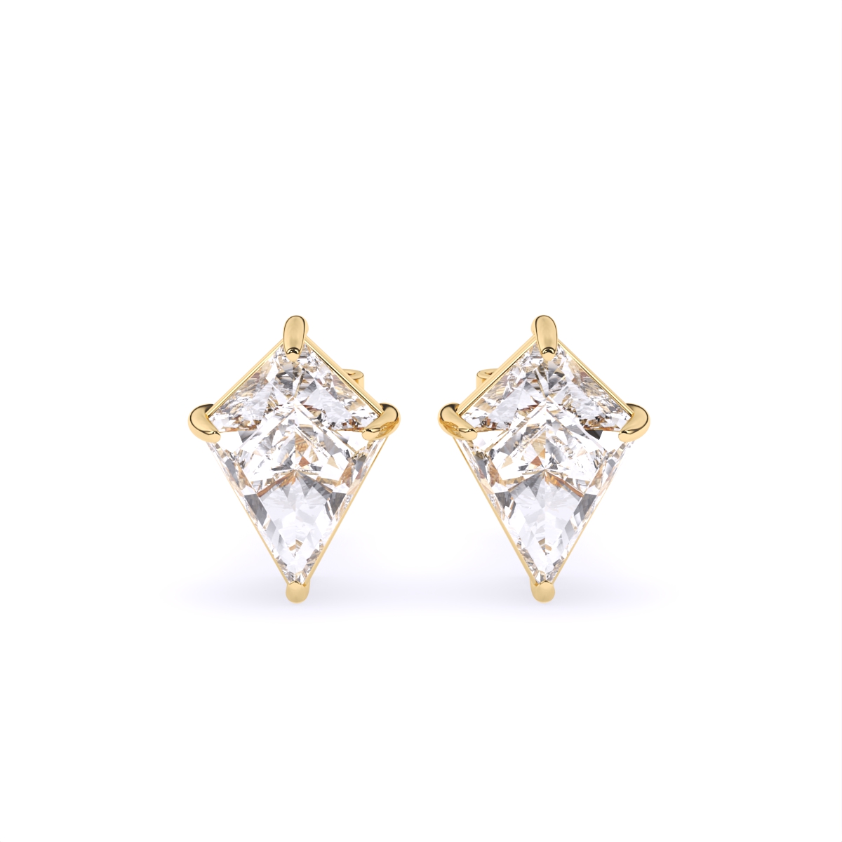 Kite cut Lab Grown Diamond Solitaire Earrings