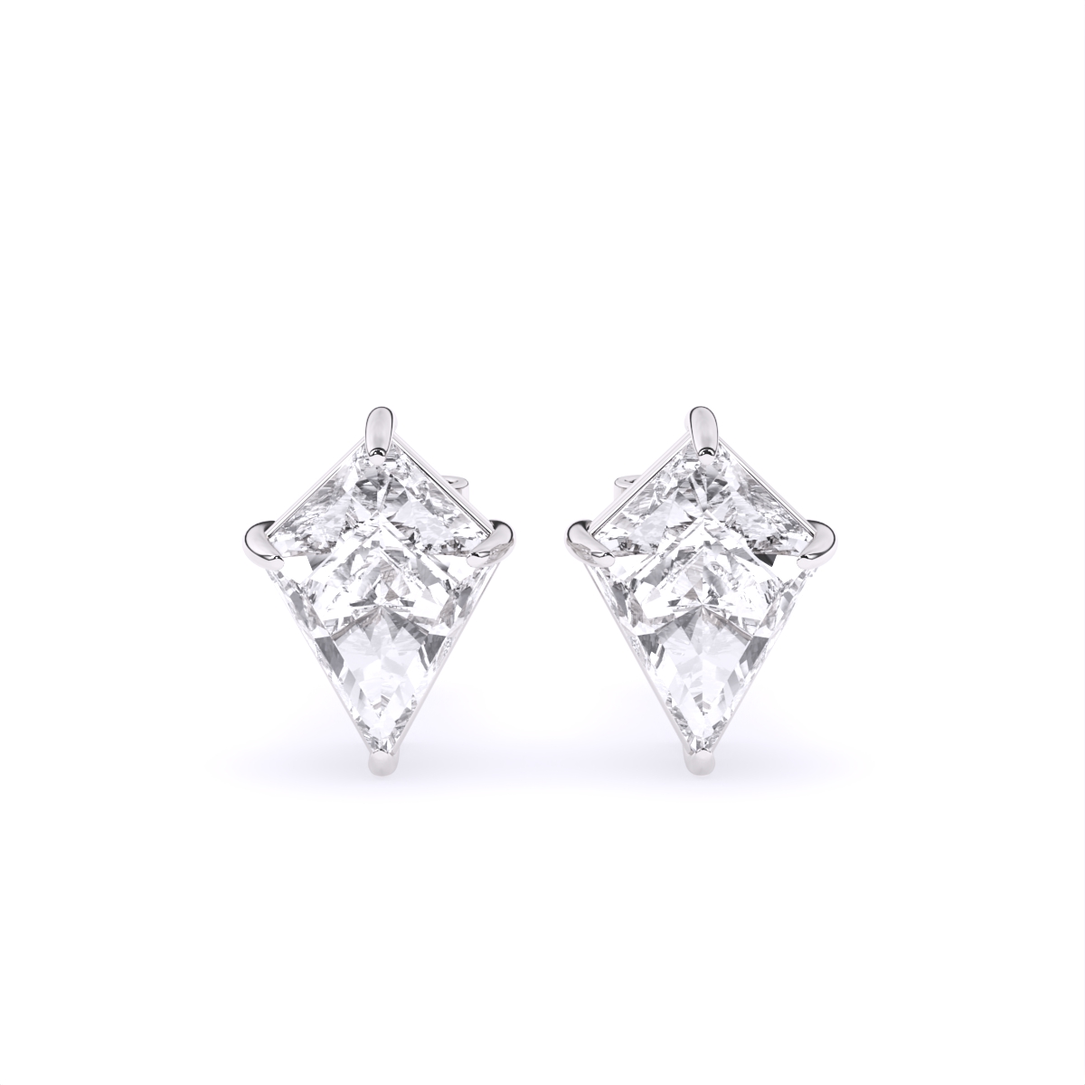 Kite cut Lab Grown Diamond Solitaire Earrings