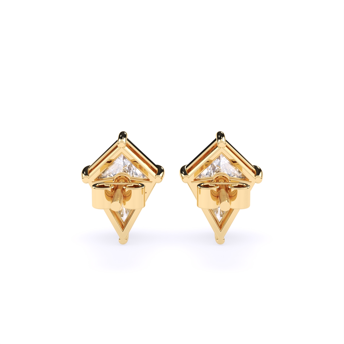 Kite cut Lab Grown Diamond Solitaire Earrings