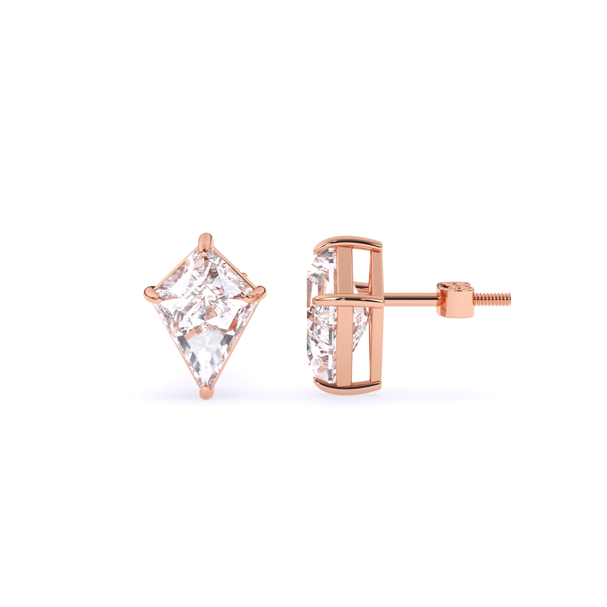Kite cut Lab Grown Diamond Solitaire Earrings