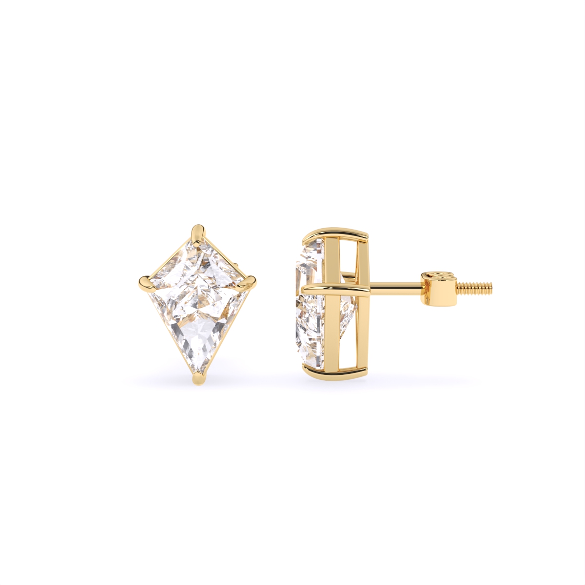 Kite cut Lab Grown Diamond Solitaire Earrings