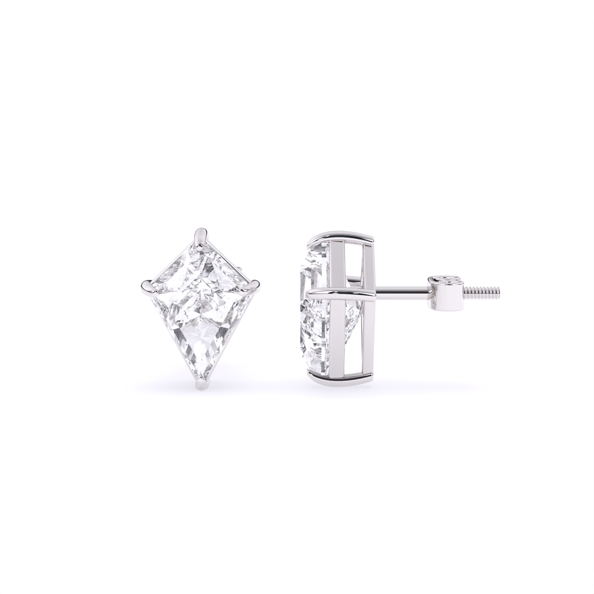 Kite cut Lab Grown Diamond Solitaire Earrings