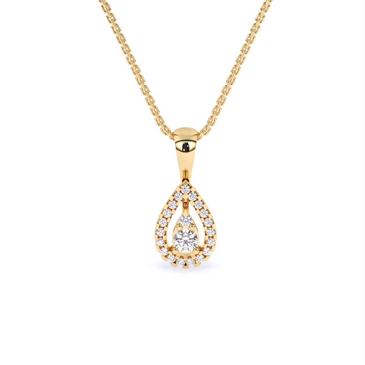 Pear Shape Halo Lab Grown Diamond Pendant