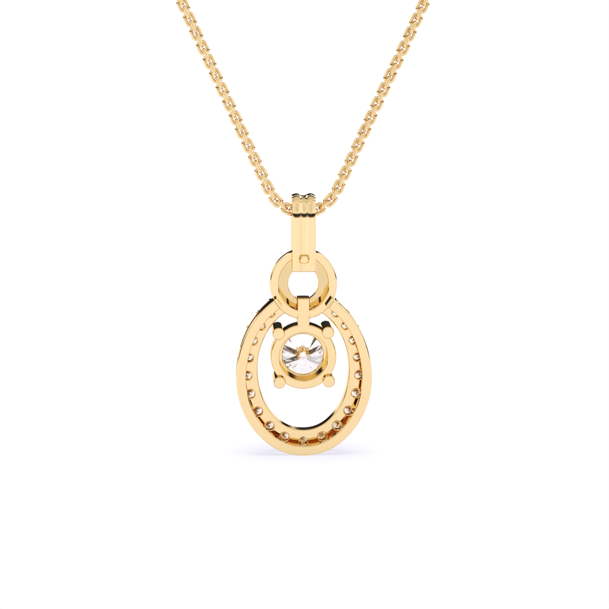 14K Gold Oval Shape Round Halo Lab Diamond Pendant