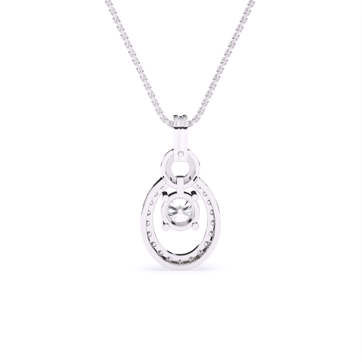 14K Gold Oval Shape Round Halo Lab Diamond Pendant
