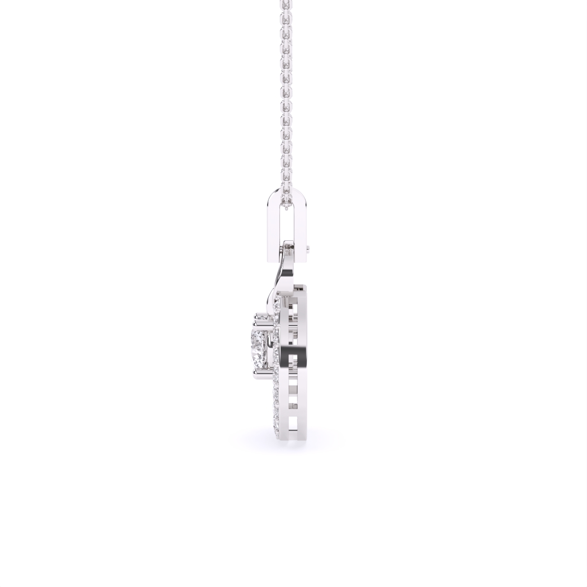 14K Gold Oval Shape Round Halo Lab Diamond Pendant