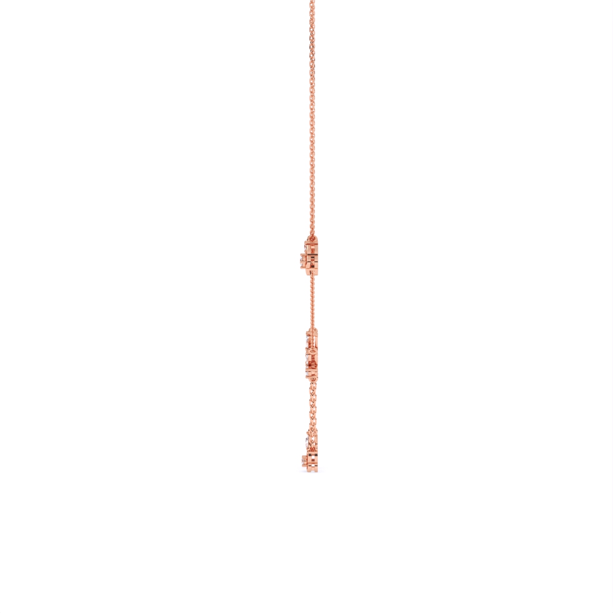 Elegant Floral Lab Diamond Necklace with Dangling Charms