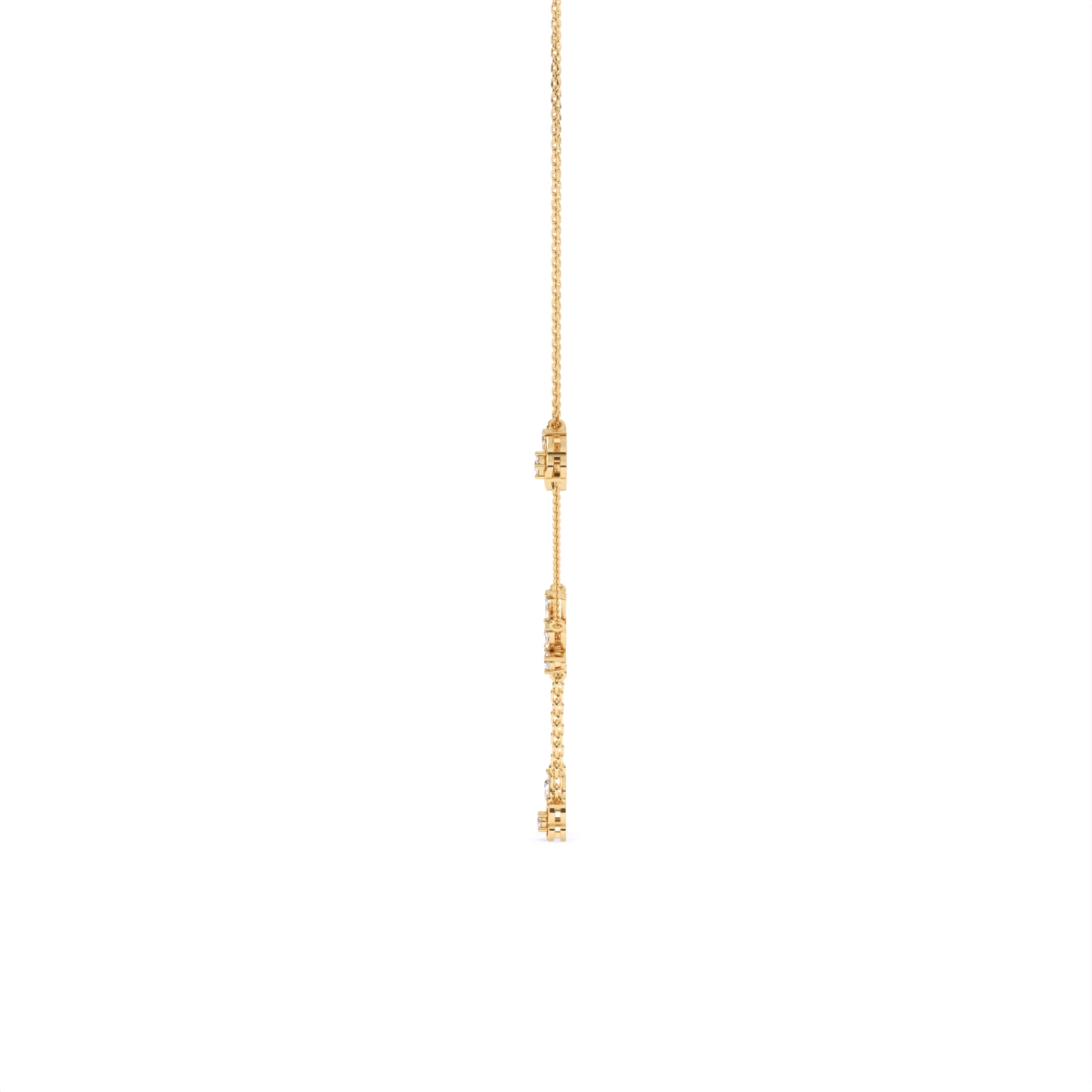 Elegant Floral Lab Diamond Necklace with Dangling Charms