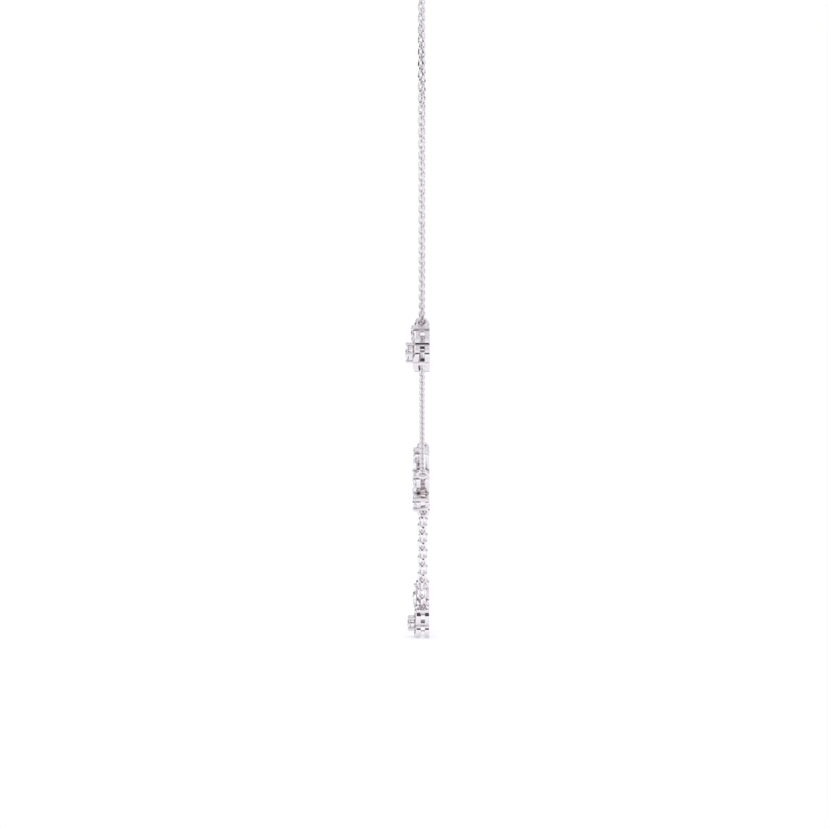 Elegant Floral Lab Diamond Necklace with Dangling Charms