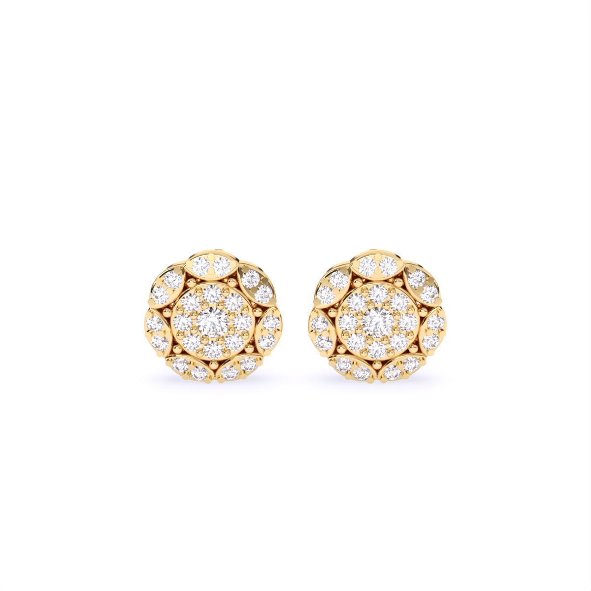 Floral-Inspired Gold Earrings with Lab-Grown Diamonds