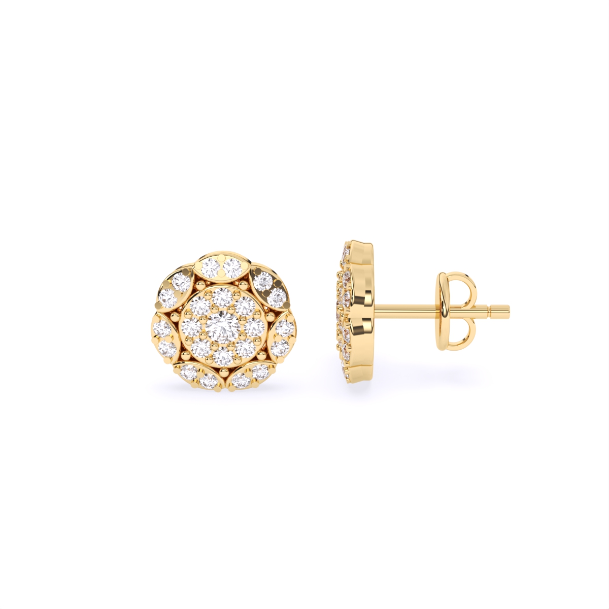 Floral-Inspired Gold Earrings with Lab-Grown Diamonds