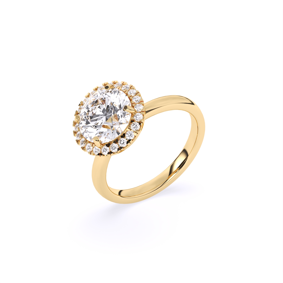 Round Halo Solitaire Lab Grown Diamond Ring