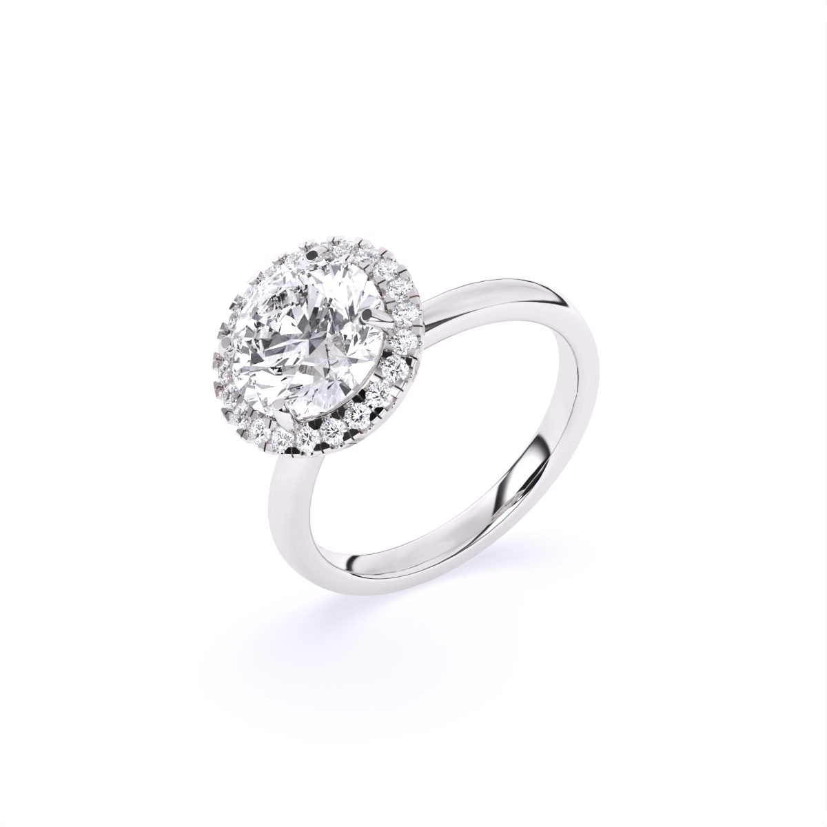 Round Halo Solitaire Lab Grown Diamond Ring