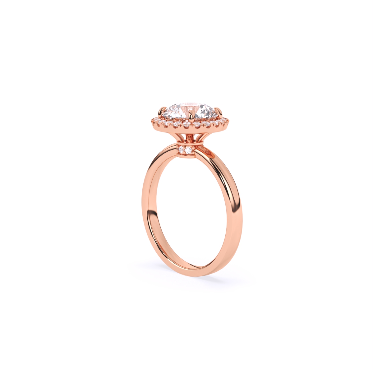 Round Halo Solitaire Lab Grown Diamond Ring