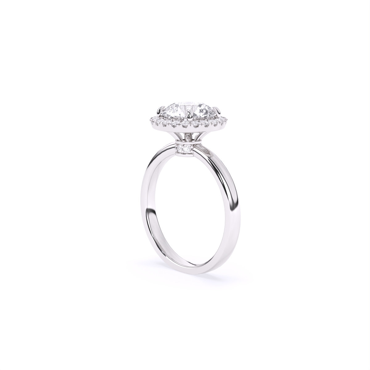 Round Halo Solitaire Lab Grown Diamond Ring