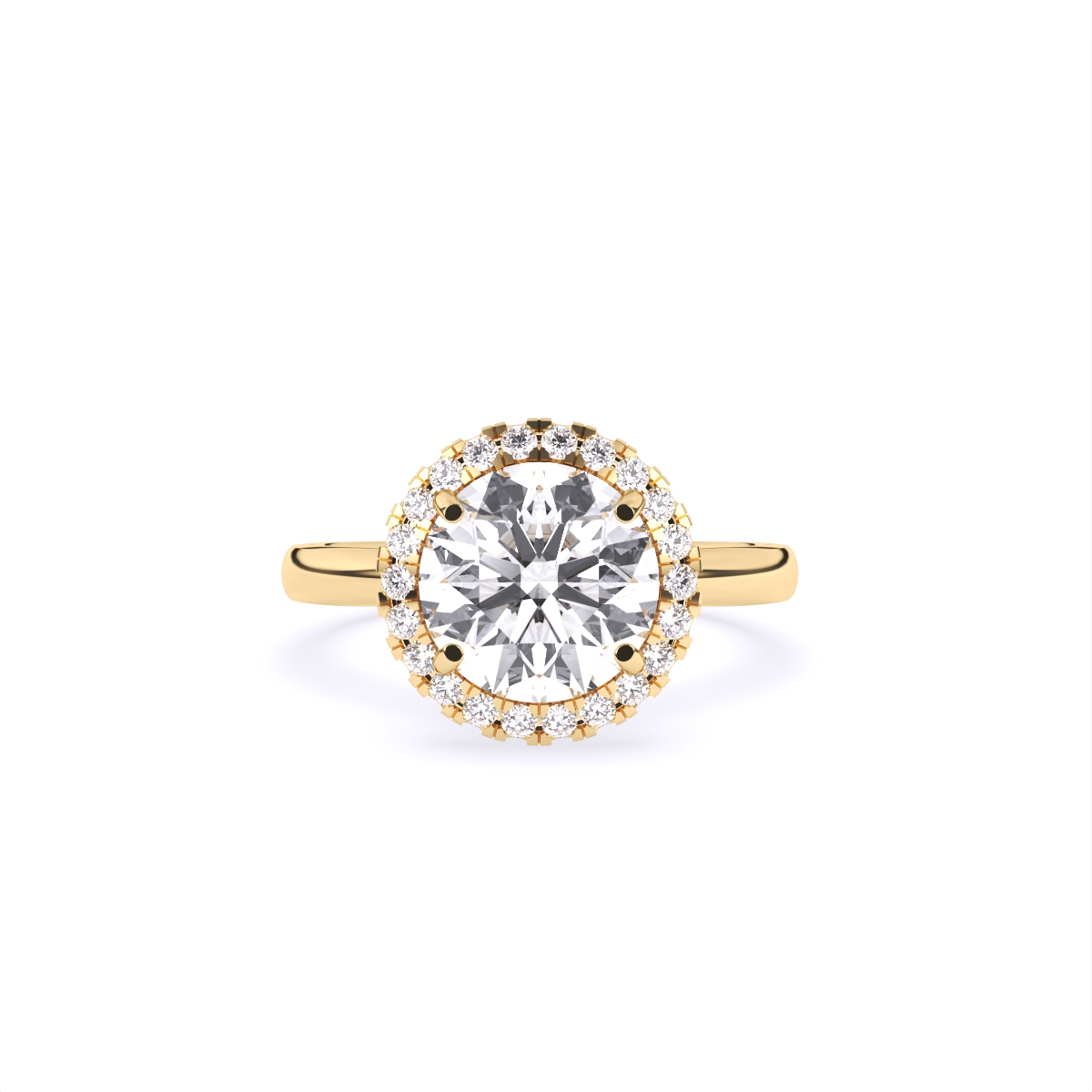 Round Halo Solitaire Lab Grown Diamond Ring