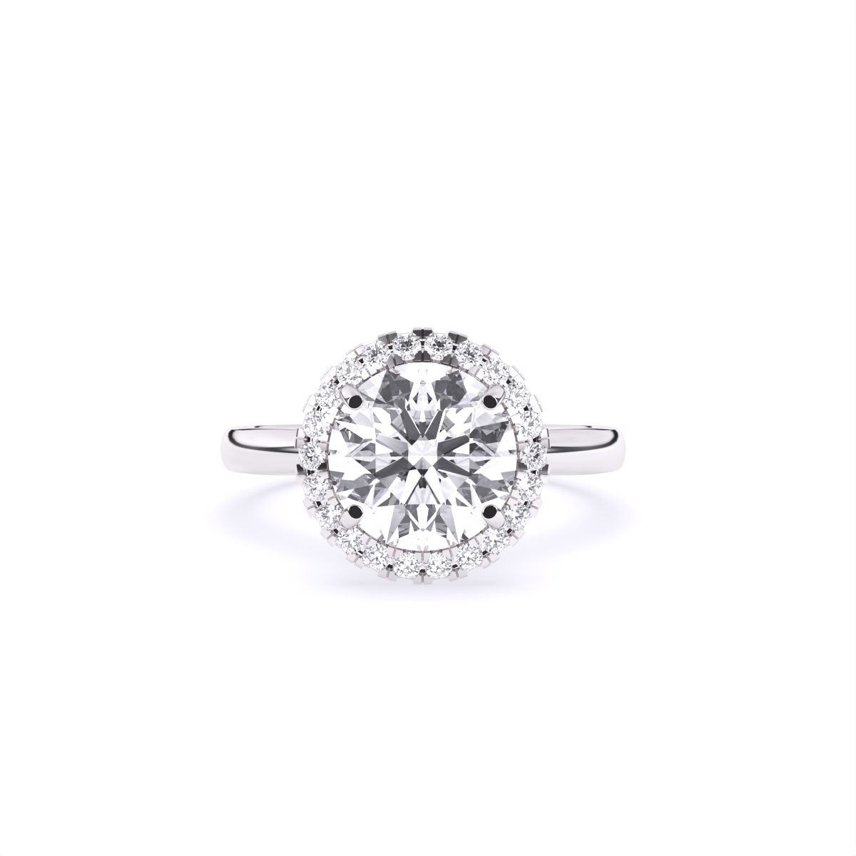 Round Halo Solitaire Lab Grown Diamond Ring