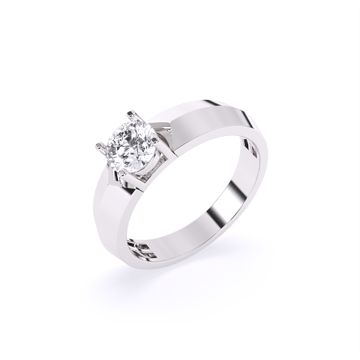 Round Solitaire Lab Grown Diamond Men's Ring