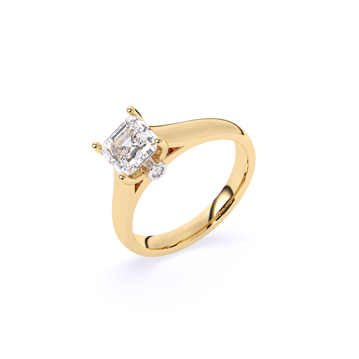 Asscher cut Lab Grown diamond Solitaire Ring