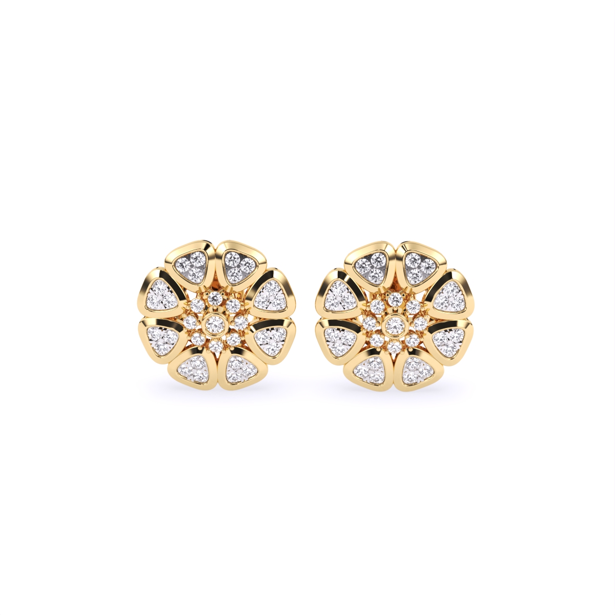 Floral-Inspired Gold Lab Diamond Stud Earrings