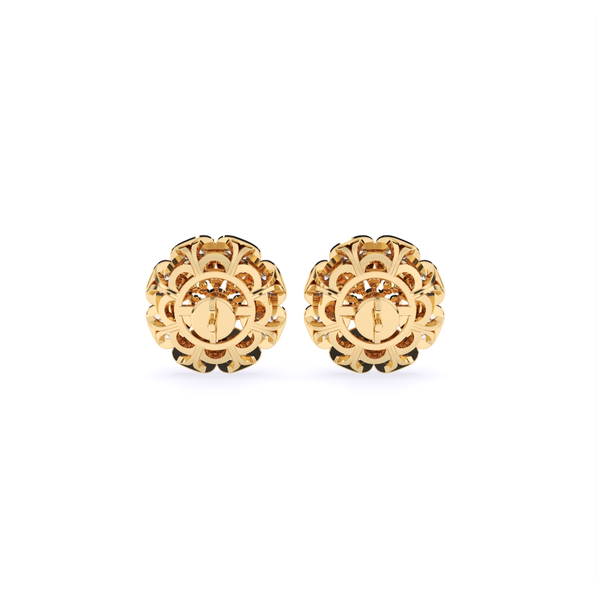 Floral-Inspired Gold Lab Diamond Stud Earrings