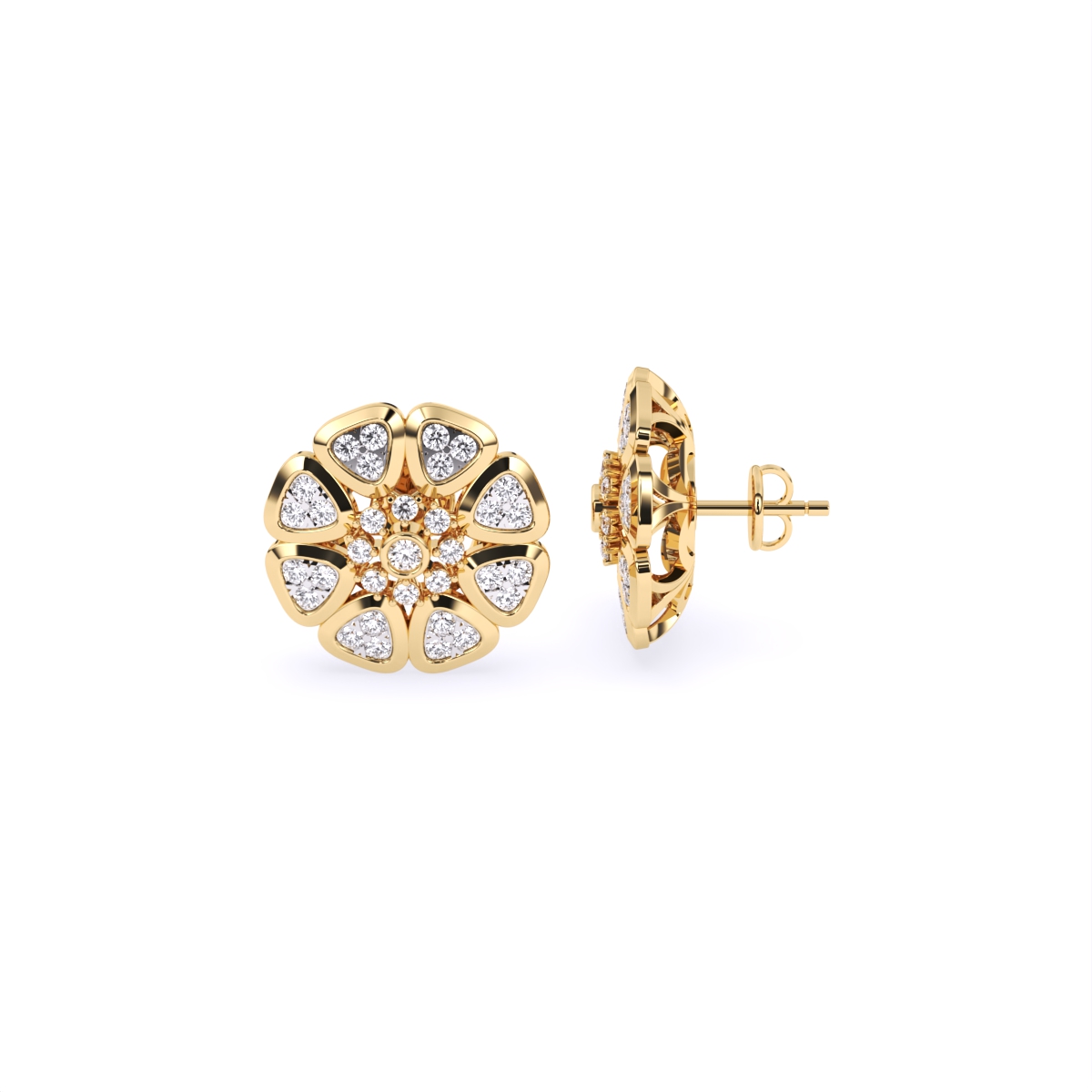 Floral-Inspired Gold Lab Diamond Stud Earrings