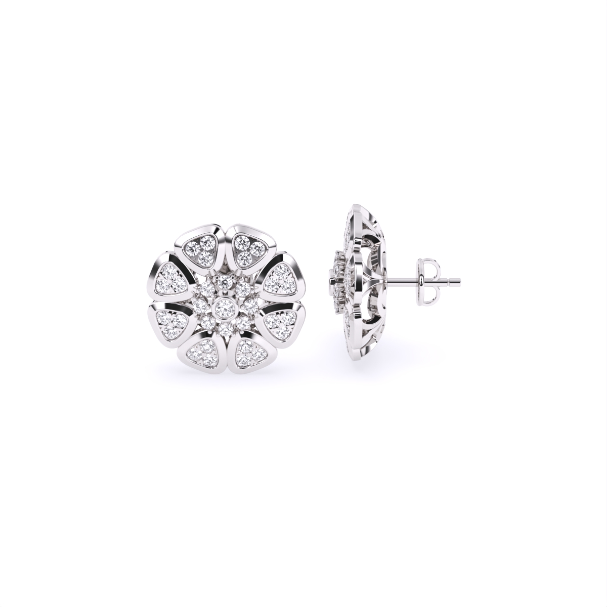 Floral-Inspired Gold Lab Diamond Stud Earrings