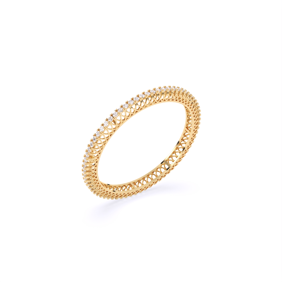 Solitaire Lab Grown Diamond Gold Bangles