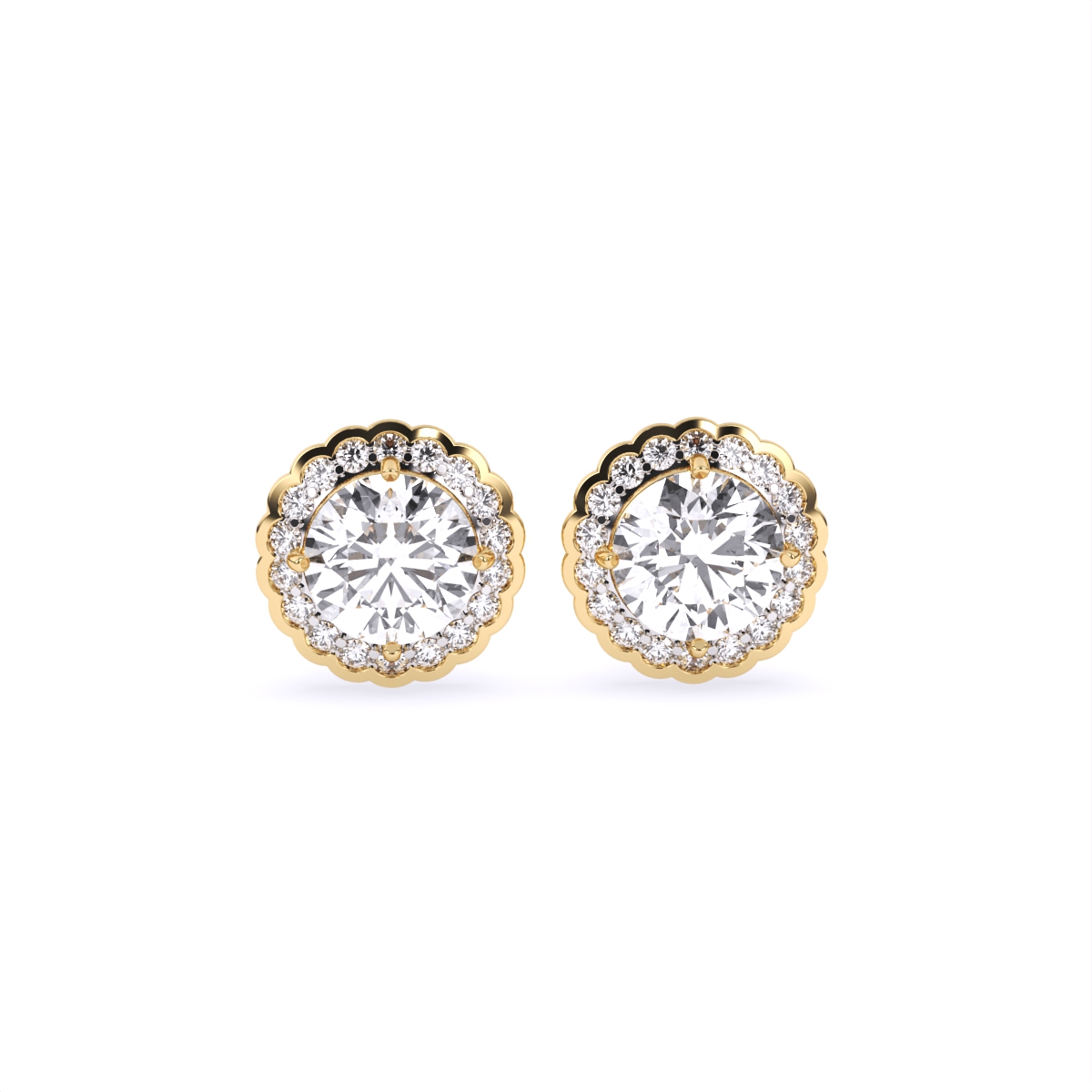 Round Halo Solitaire Lab Diamond Stud Earrings