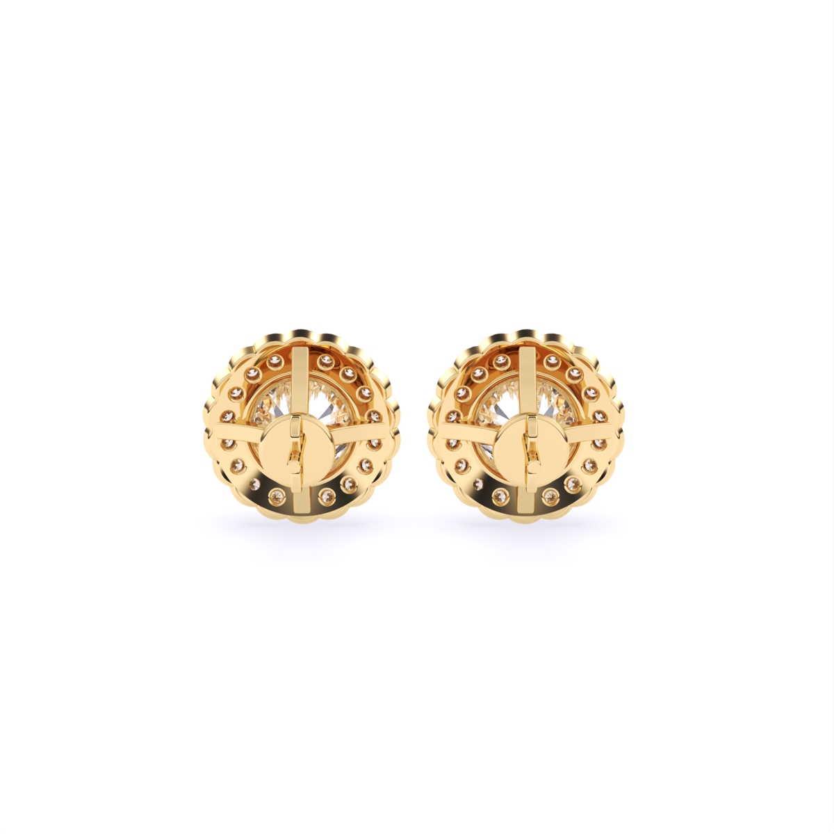 Round Halo Solitaire Lab Diamond Stud Earrings