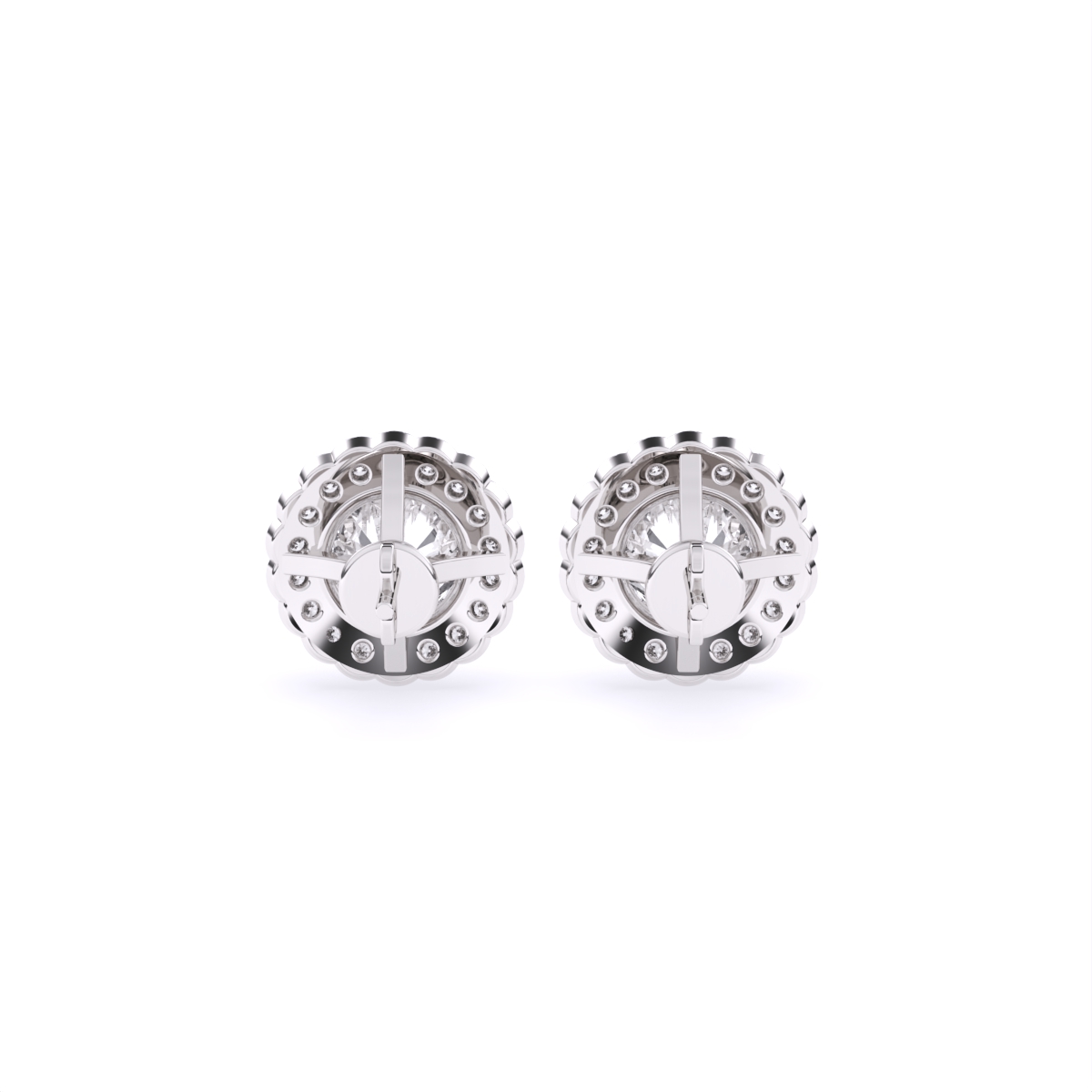 Round Halo Solitaire Lab Diamond Stud Earrings