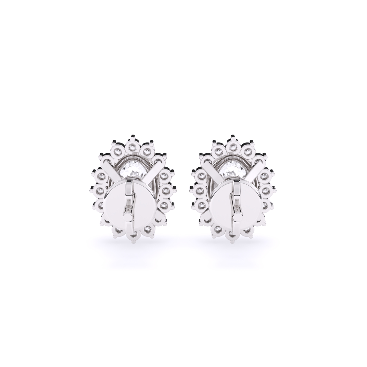 Oval Halo Flower Style Stud Earrings
