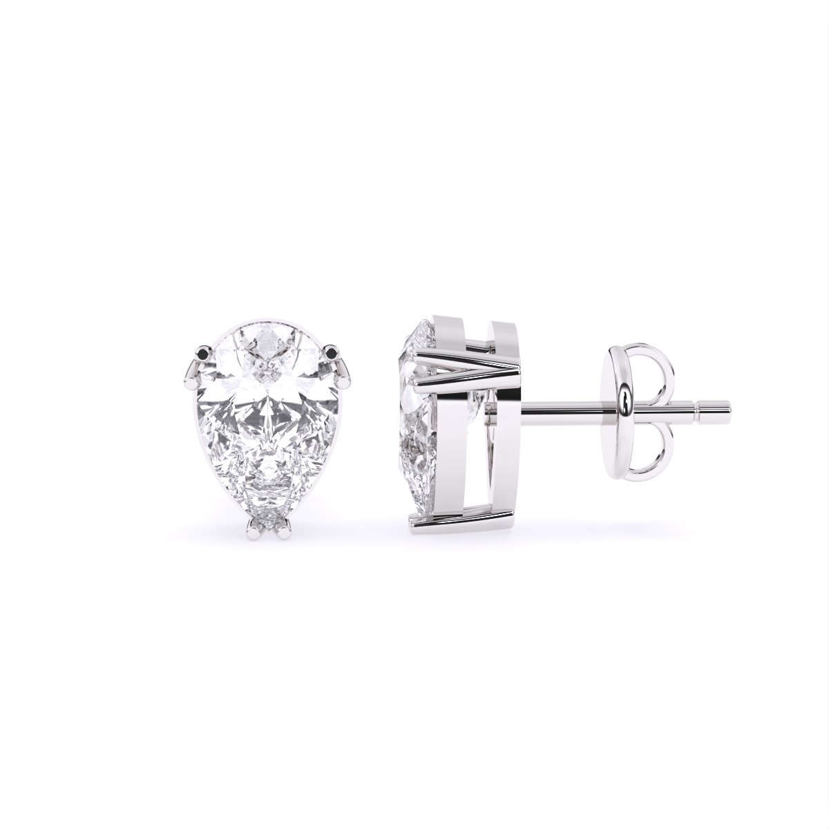 Pear Solitaire Lab Grown Diamond Stud Earrings