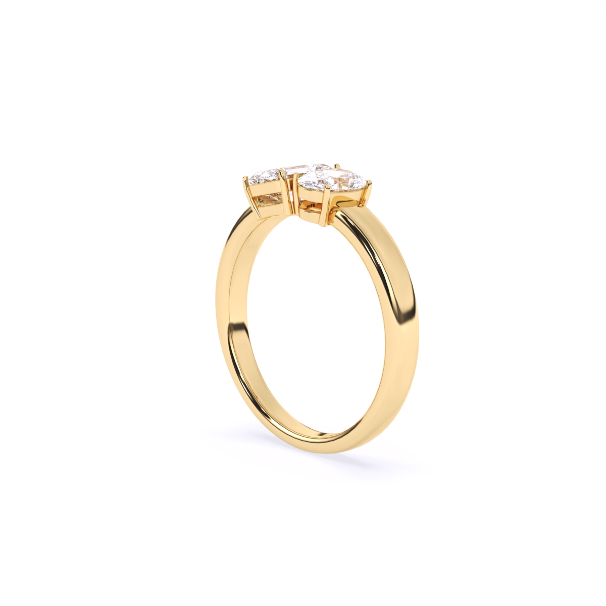 Emerald & Oval Solitaire Toi Et Moi Ring
