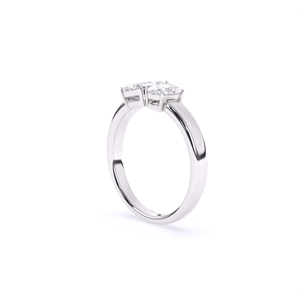 Emerald & Oval Solitaire Toi Et Moi Ring