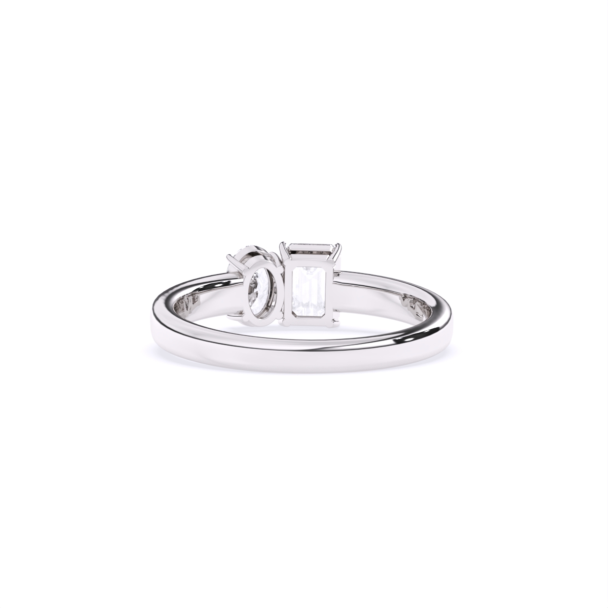 Emerald & Oval Solitaire Toi Et Moi Ring