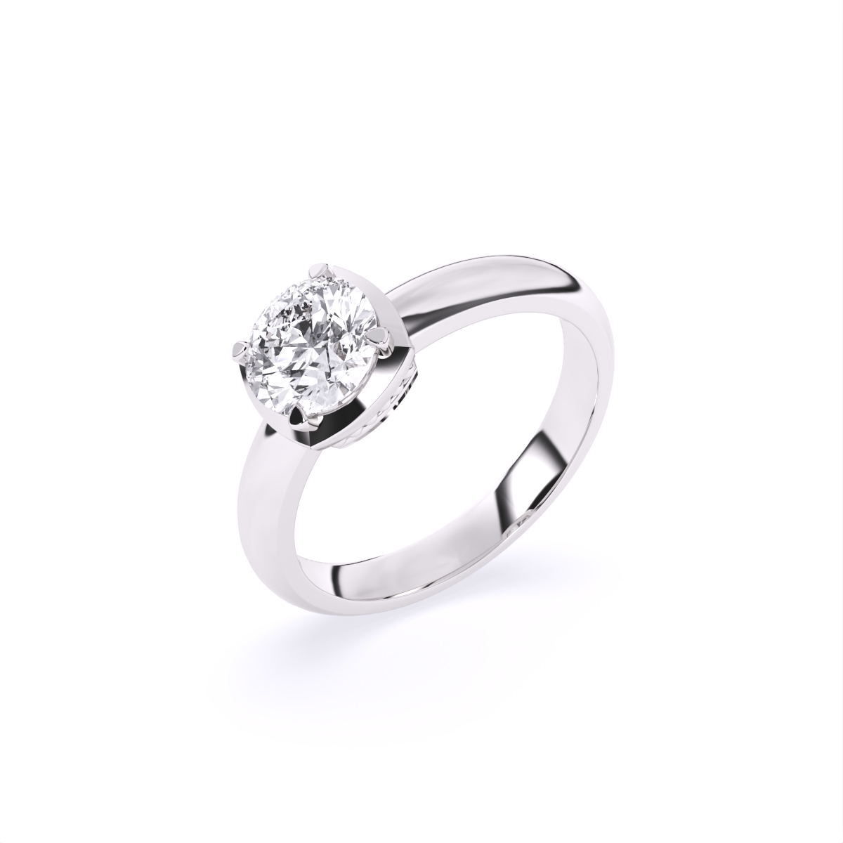 Round Half Bezel Lab Grown Diamond Solitaire Ring