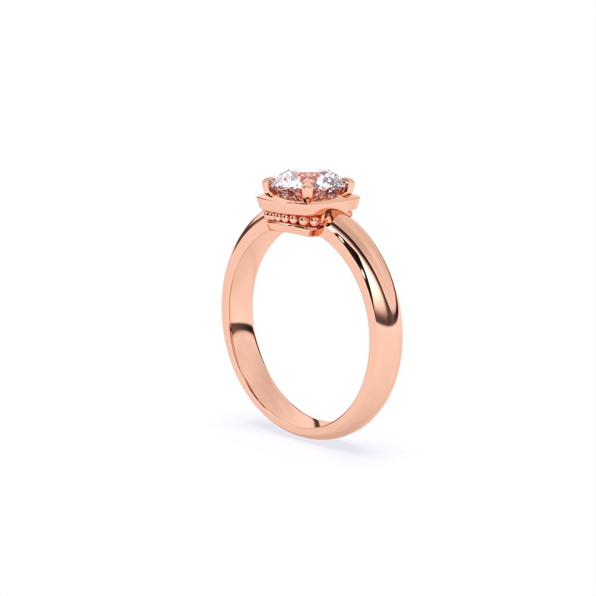 Round Half Bezel Lab Grown Diamond Solitaire Ring