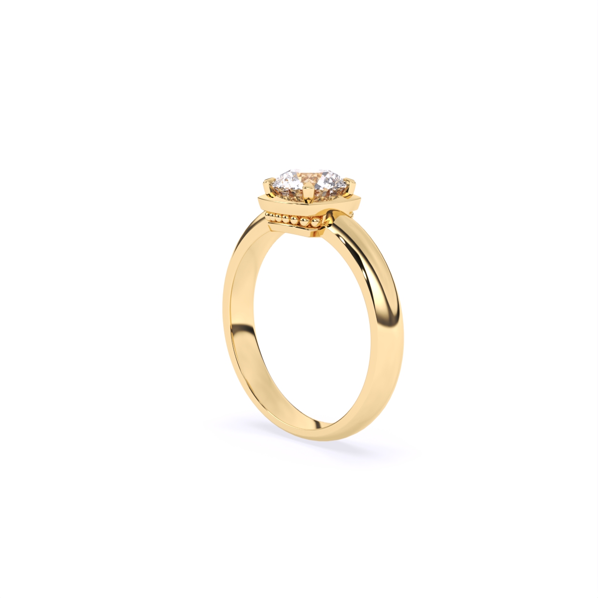 Round Half Bezel Lab Grown Diamond Solitaire Ring