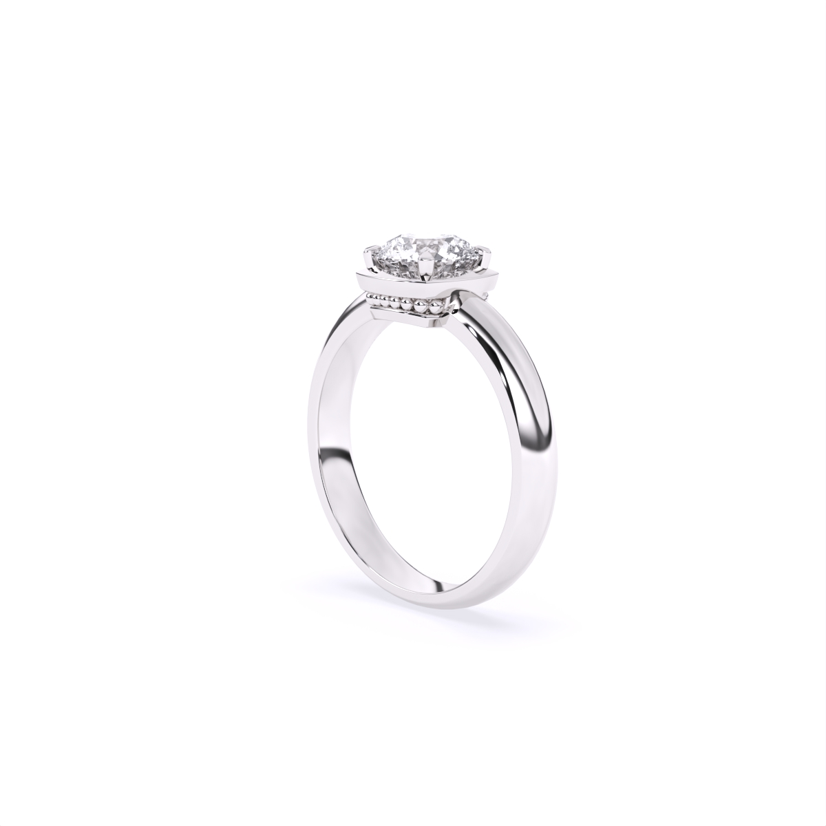 Round Half Bezel Lab Grown Diamond Solitaire Ring