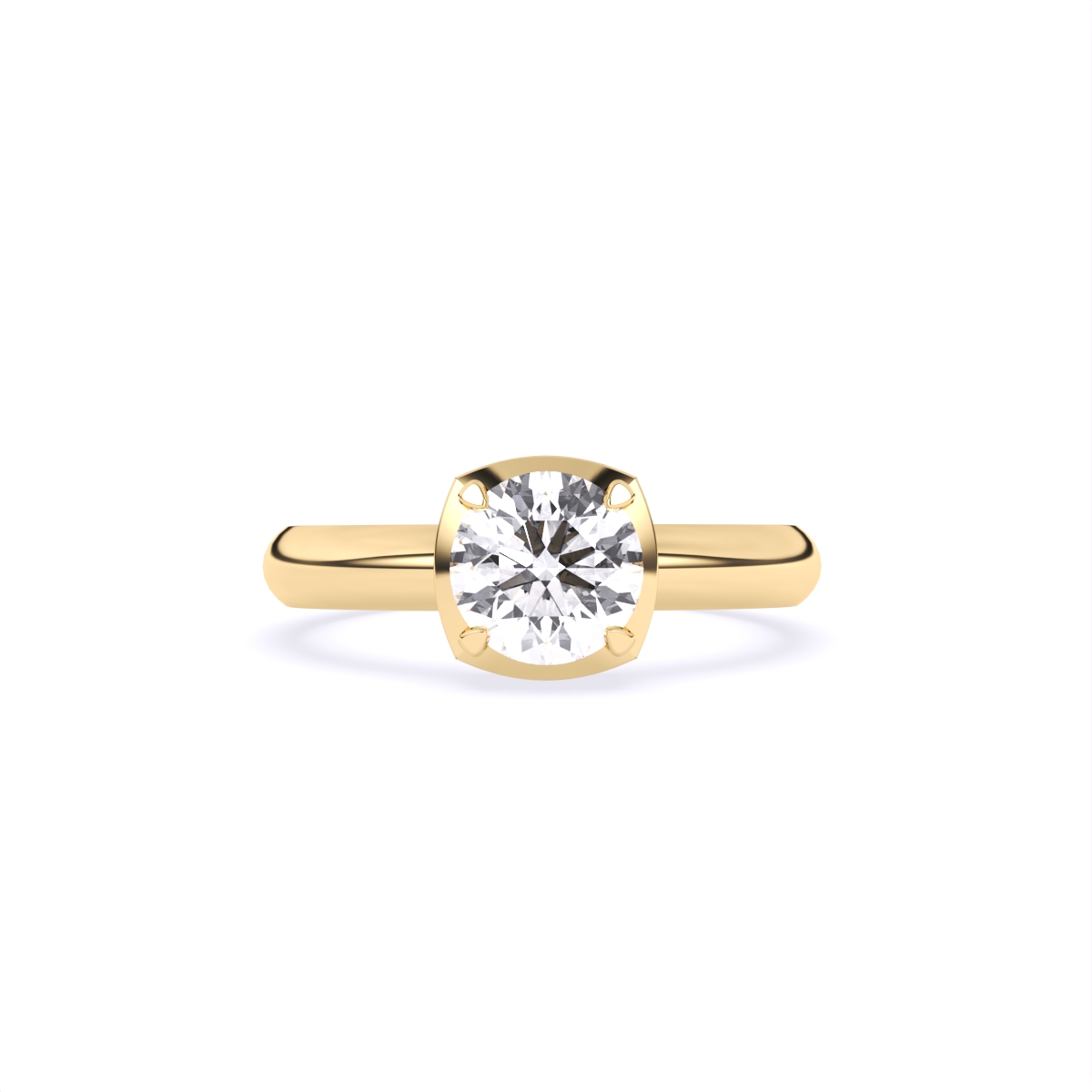 Round Half Bezel Lab Grown Diamond Solitaire Ring
