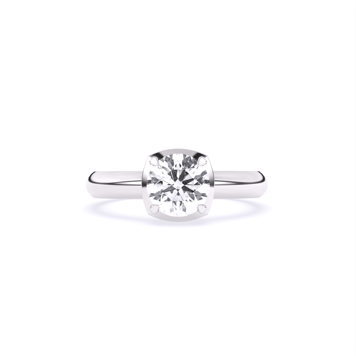 Round Half Bezel Lab Grown Diamond Solitaire Ring