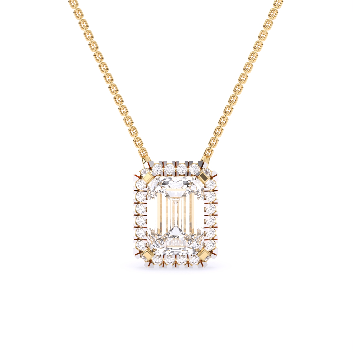 Emerald Halo Solitaire Lab Diamond Pendant