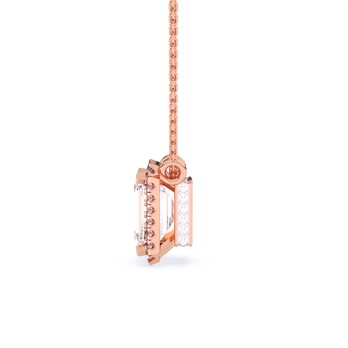 Emerald Halo Solitaire Lab Diamond Pendant